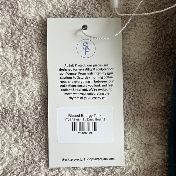 Salt Project Teal Ribbed Energy Tank - Picture 3 of 3